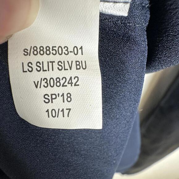 Banana Republic Navy Long Sleeve Tie Waist Button Down Blouse Tunic Top Medium T - Picture 6 of 7